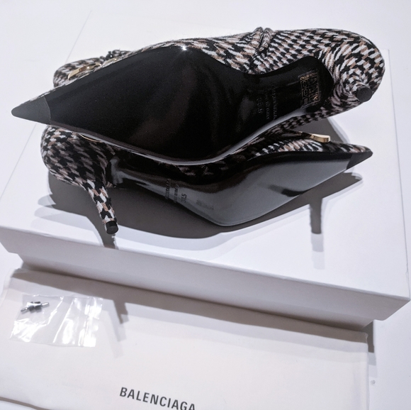 NIB💯Balenciaga🔥BB Knife Houndstooth Logo Boots - Picture 7 of 12